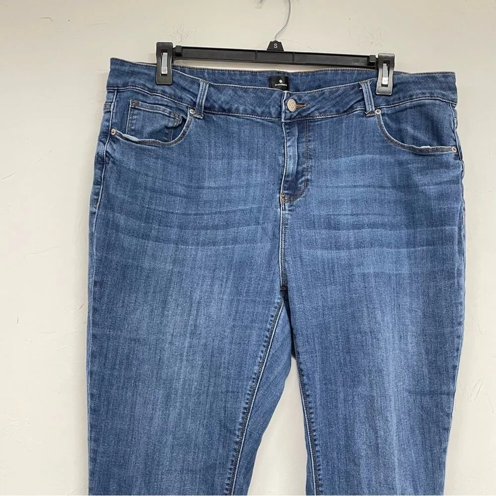 Dress Barn Blue Mid Rise Ankle Skinny Jeans Womens 20W Lace Up Ankle Y2K Zip Fly - Image 2