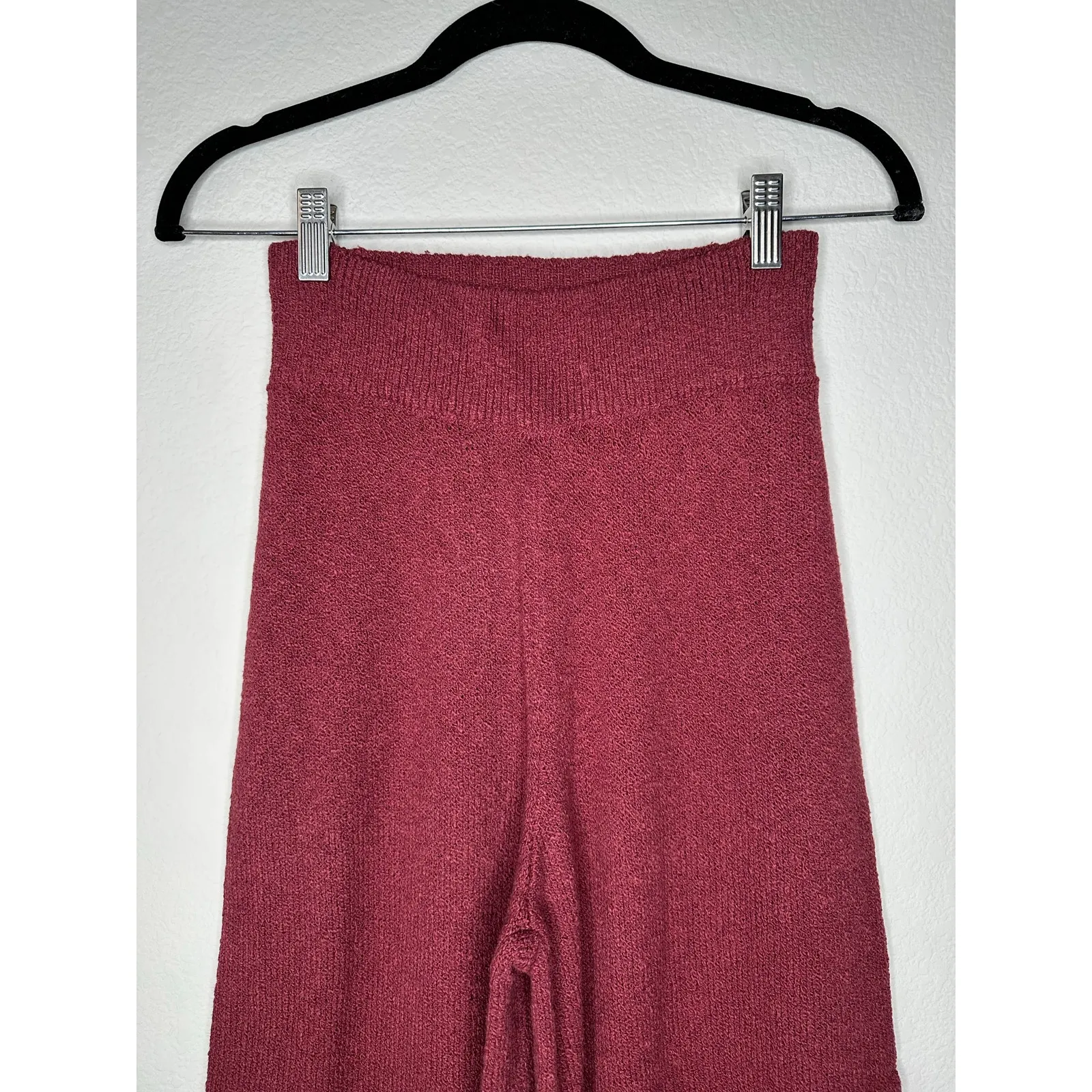 FREE PEOPLE Womens Harper Two Piece Wide Leg Crop Sweater Set in Very Berry XS - Image 10