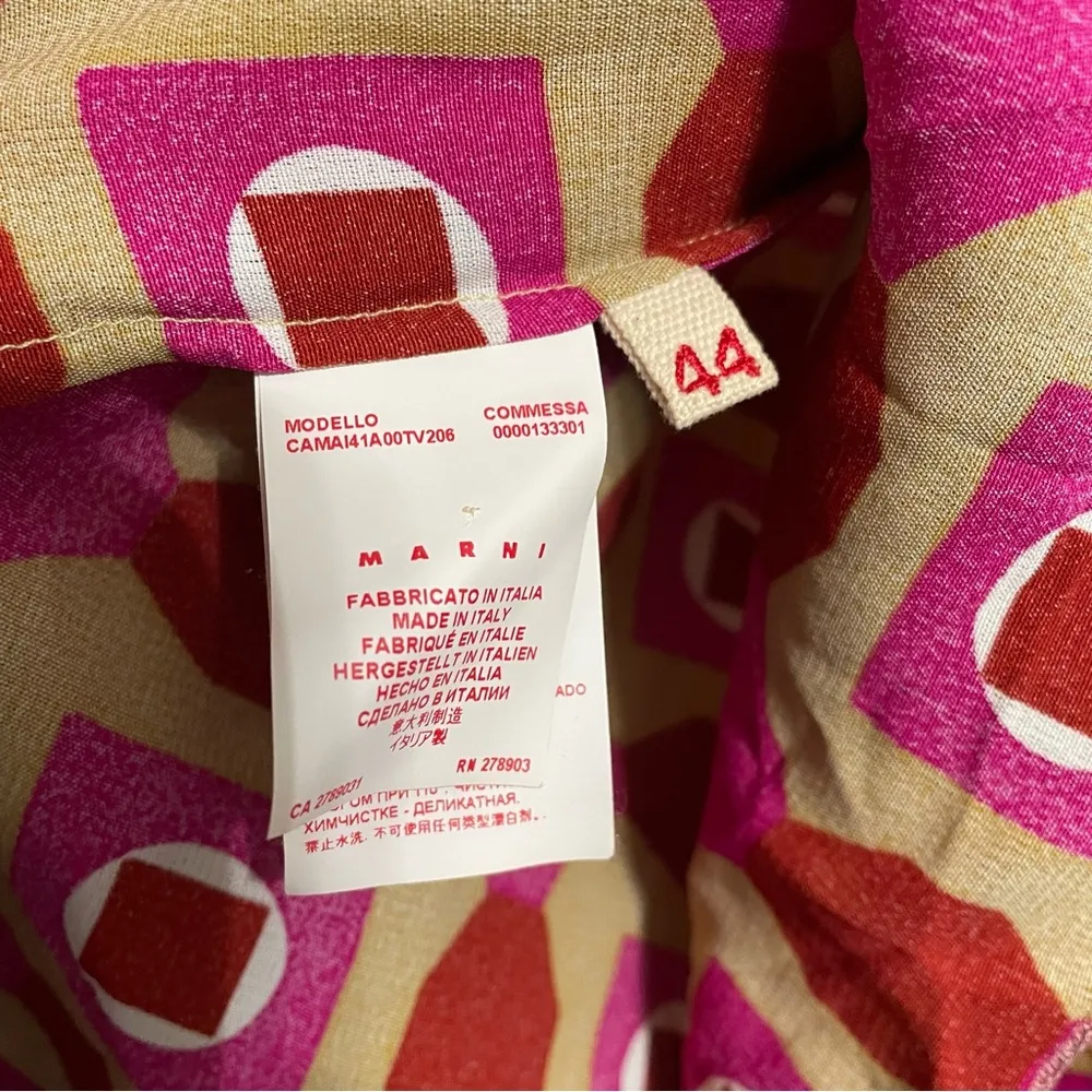 💙💖 Marni Geometric Print Viscose 3/4 Sleeve Blouse IT 44 Pink Size 8 - Image 5
