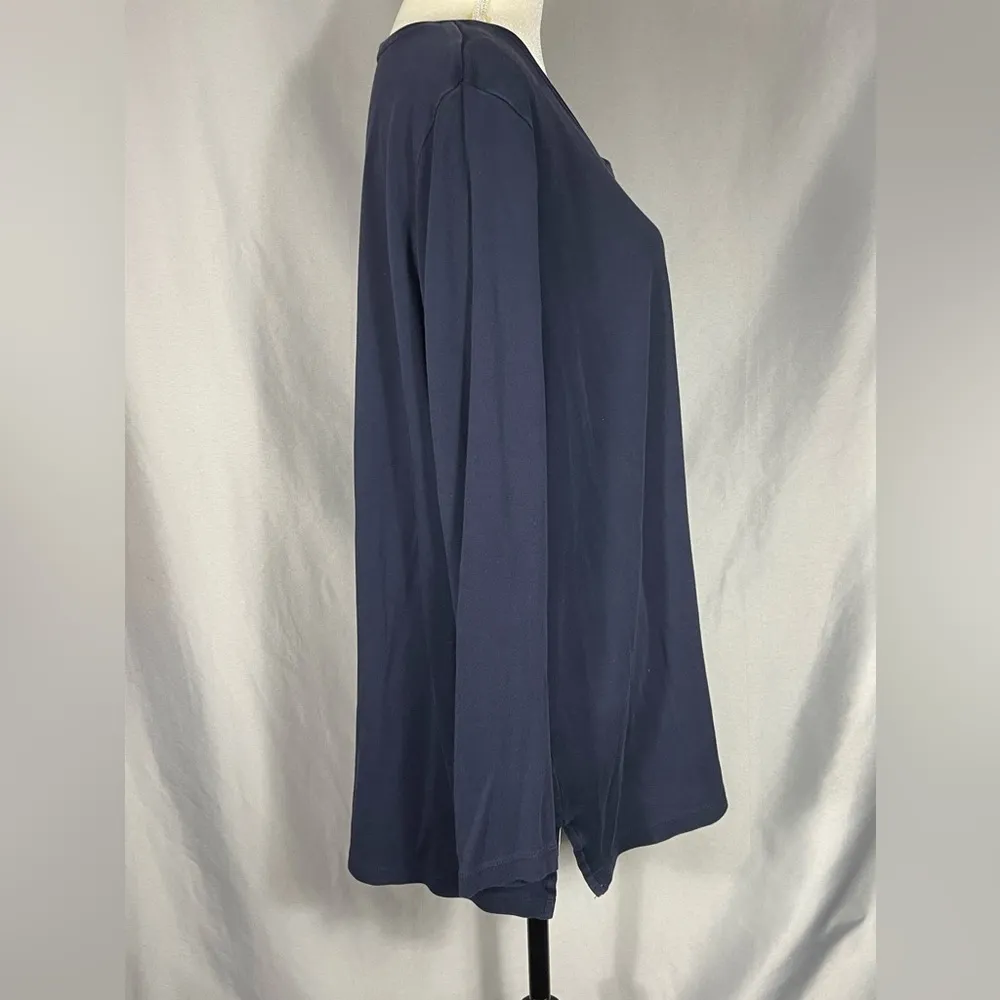 Talbots Women's Solid V Neck Navy Blue Weekend Tee Pullover Long Sleeve Sz 3X - Image 4