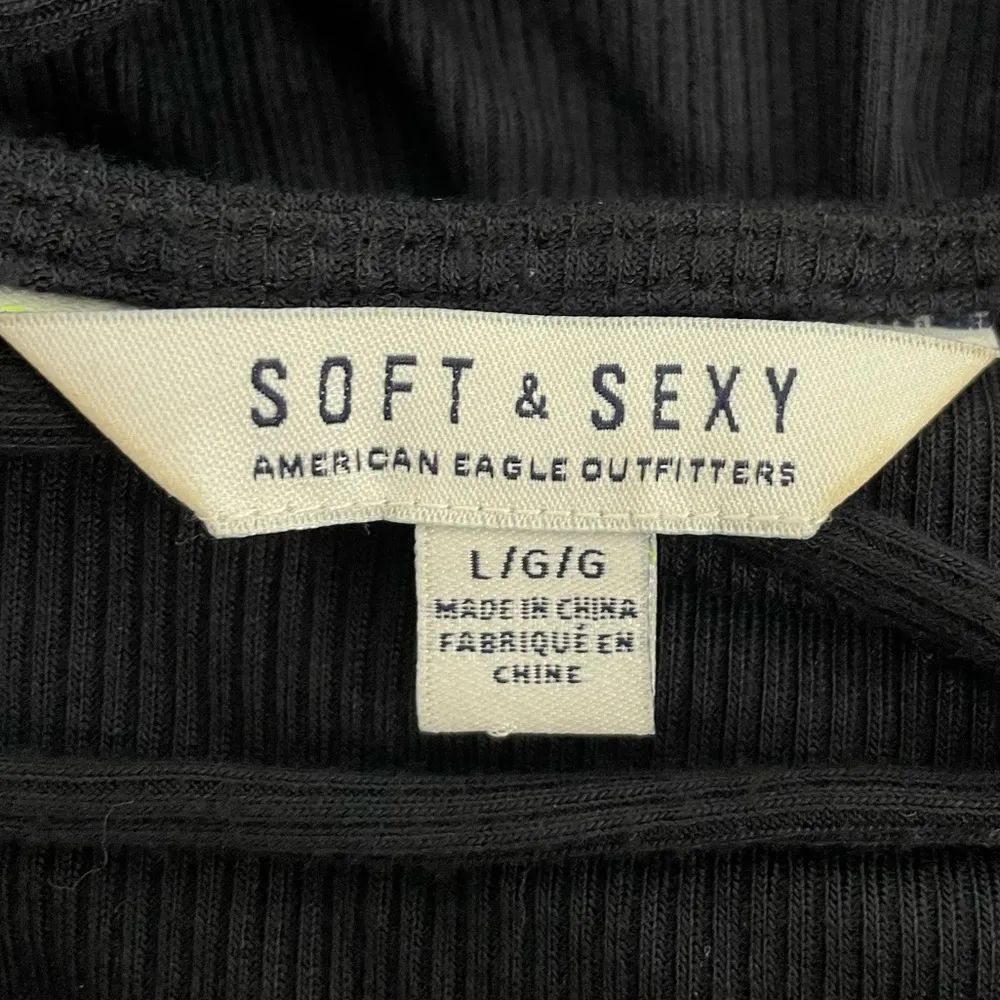 American Eagle Ribbed Dress Black Size Large - Image 5