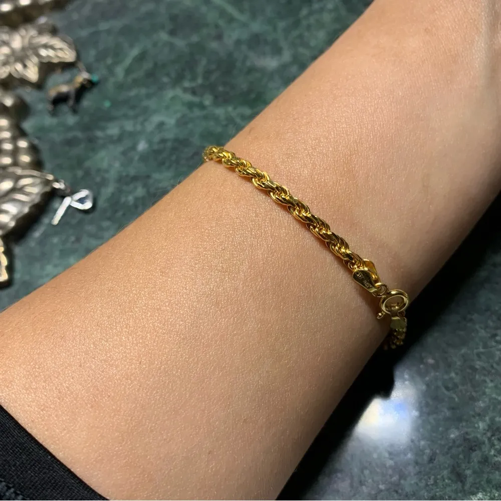 Twisted Rope Chain Bracelet 7.5” Solid 925 Gold Vermeil - Image 6