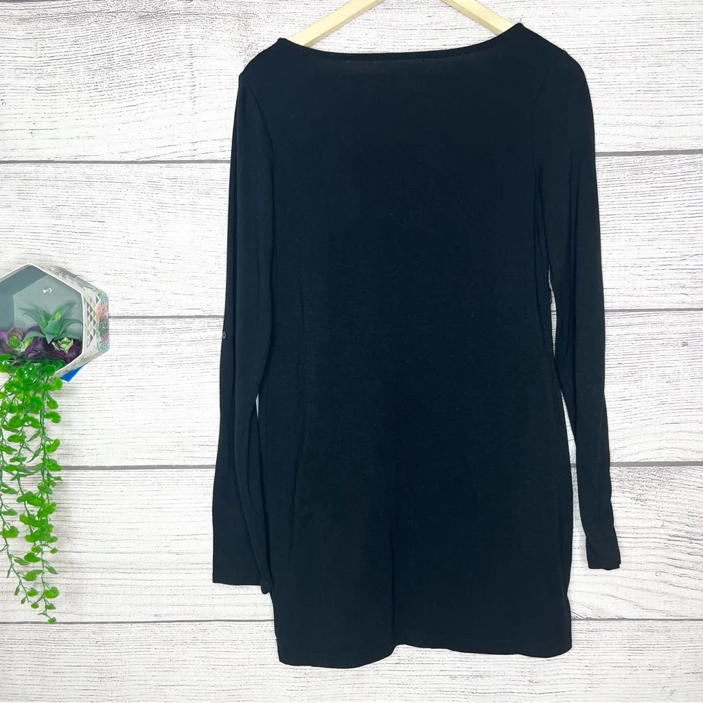 Liz Lange Maternity Black Long Sleeve Tunic Top with Belt Loops Size Small - Image 5