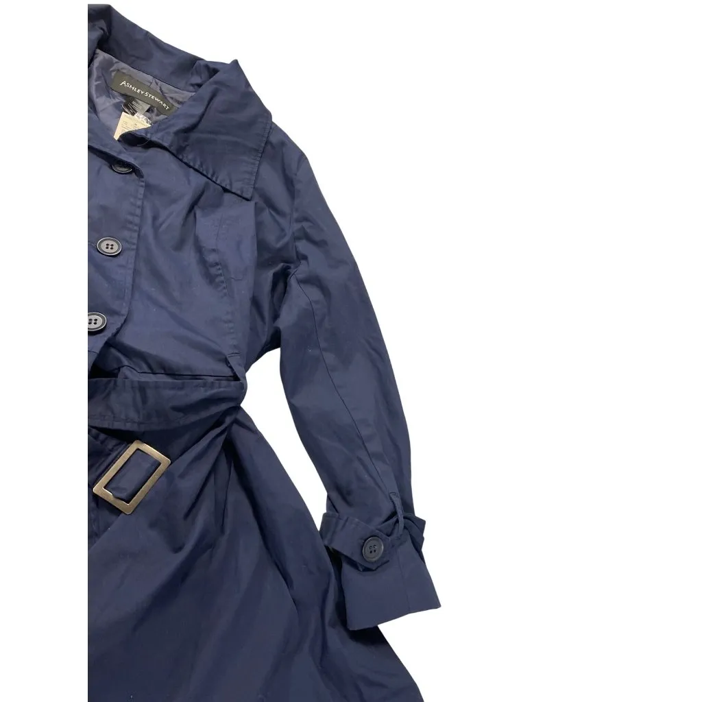 Ashley Stewart Womens Navy Blue trench peacock Coat Size 26 SKU 9250 - Image 4