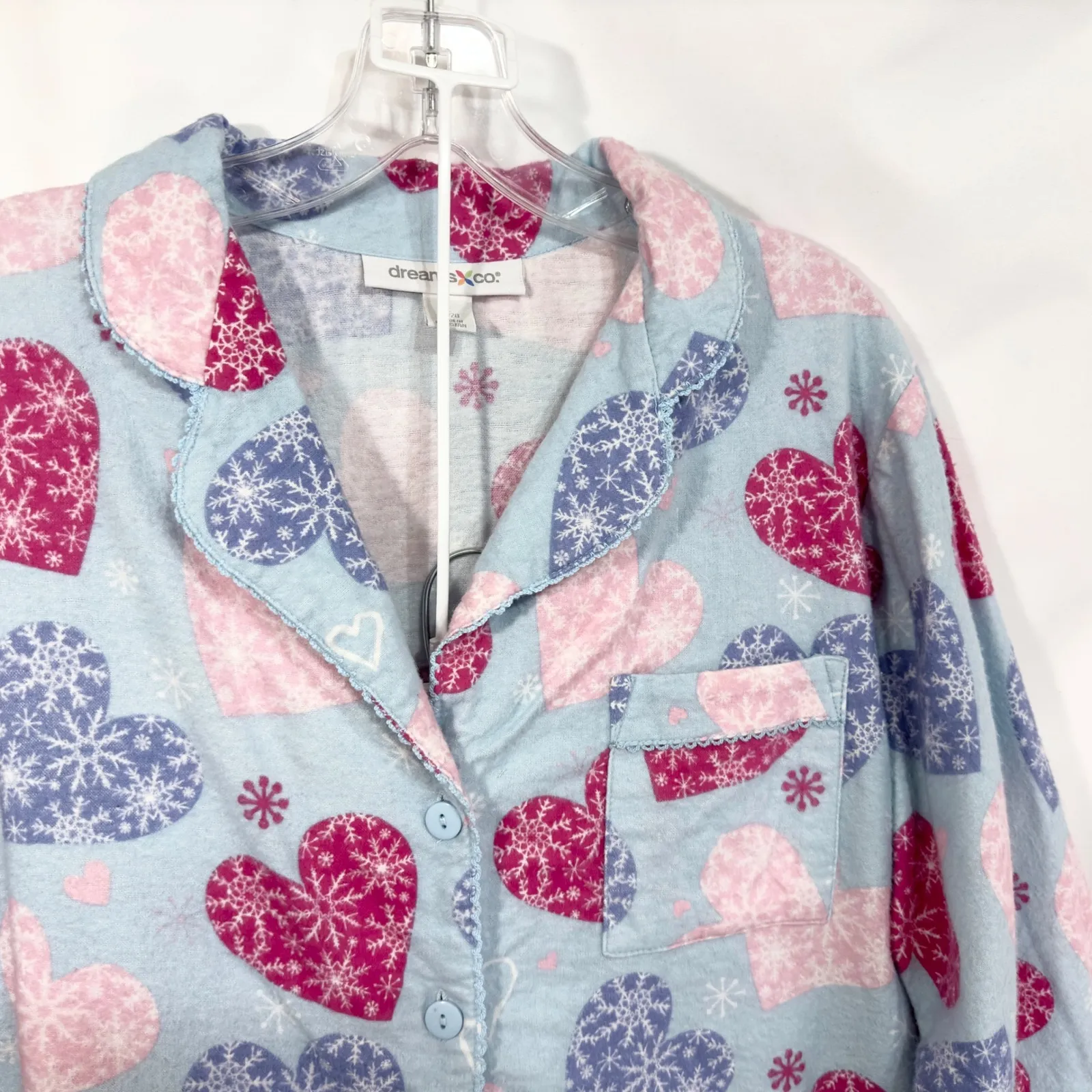 Roamans Dreams Co Plus Size 18 20 Pajama Set Hearts‎ Print Sleepwear Lounge 1053 Blue - Image 6