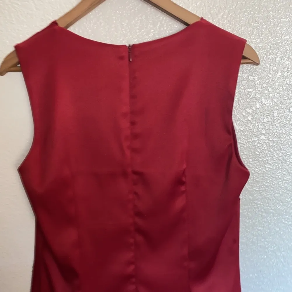 CDC Red Floral Midi Tank Sweetheart Neck Dress Size 8 - Image 6