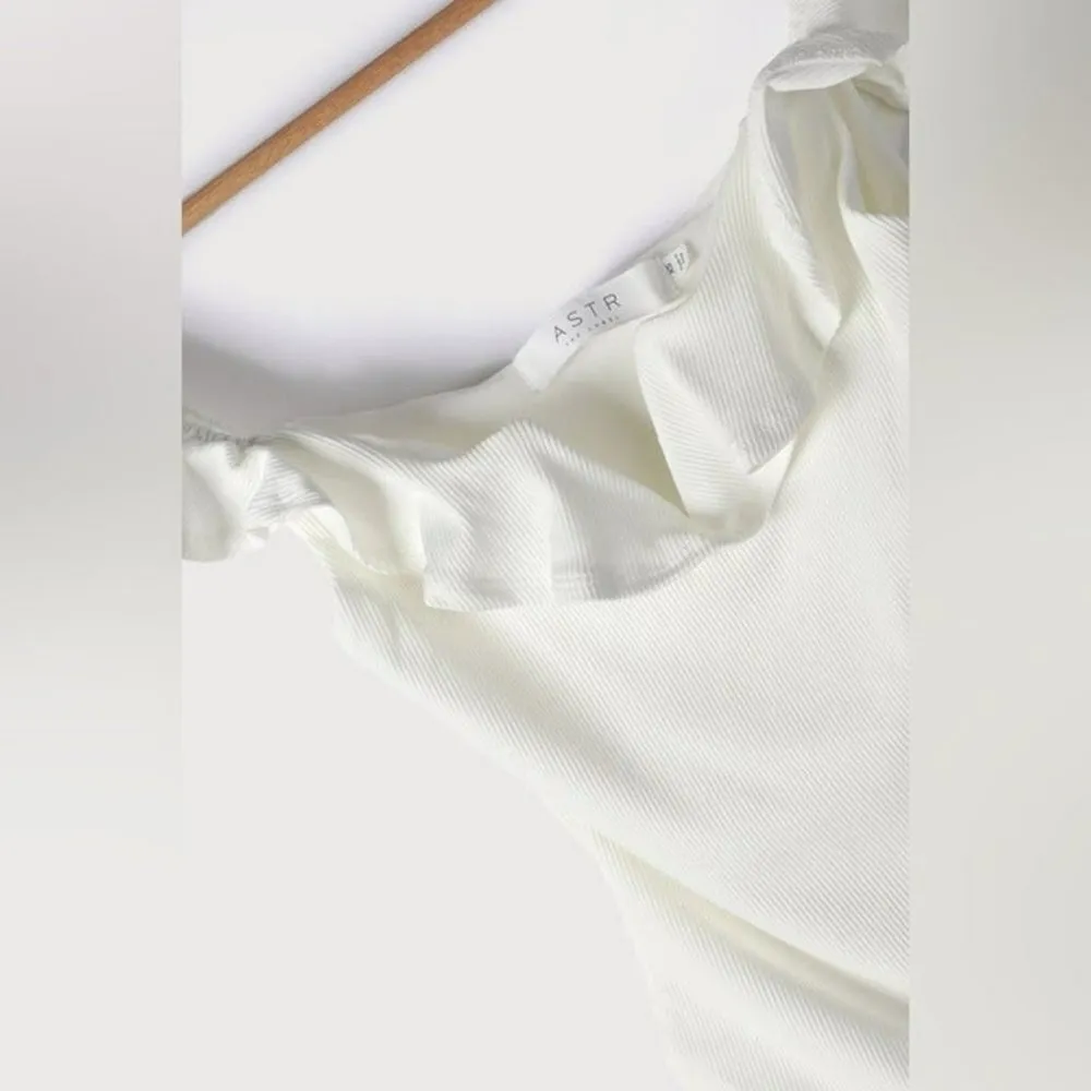 The Label Lala Ruffle Ribbed Bodysuit in White Size M - Image 8