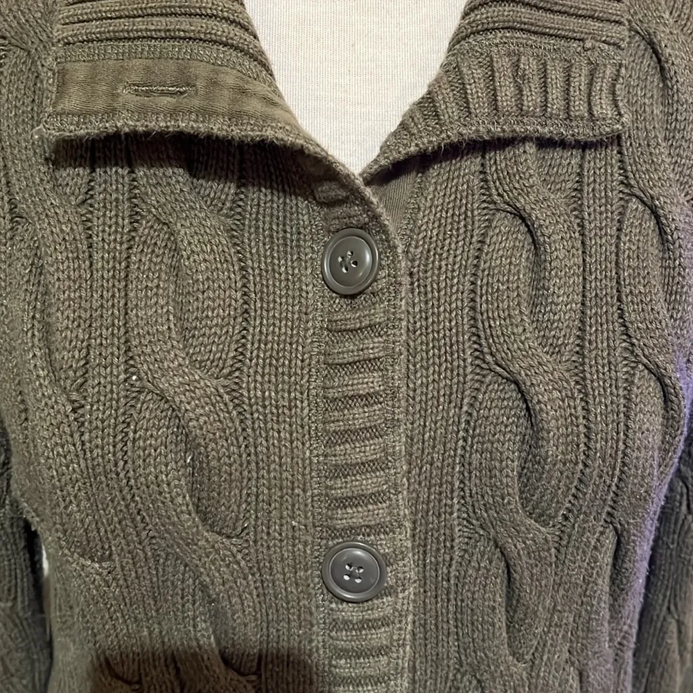 Polo Ralph Lauren olive green Women's cable net Sweater, 100% Cotton Sz S - Image 2