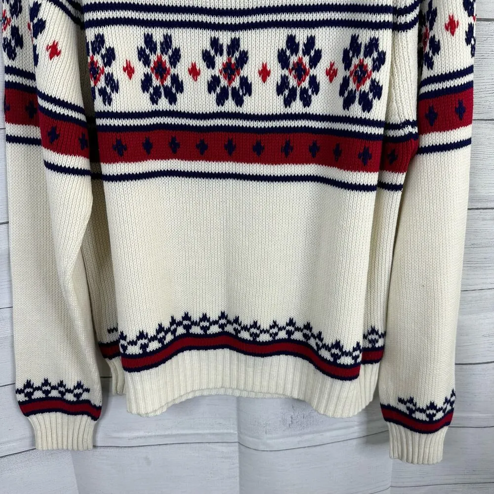 JC Penny Vintage Womens size Large Fair Isle Snowflake Print Knit Sweater - Image 7