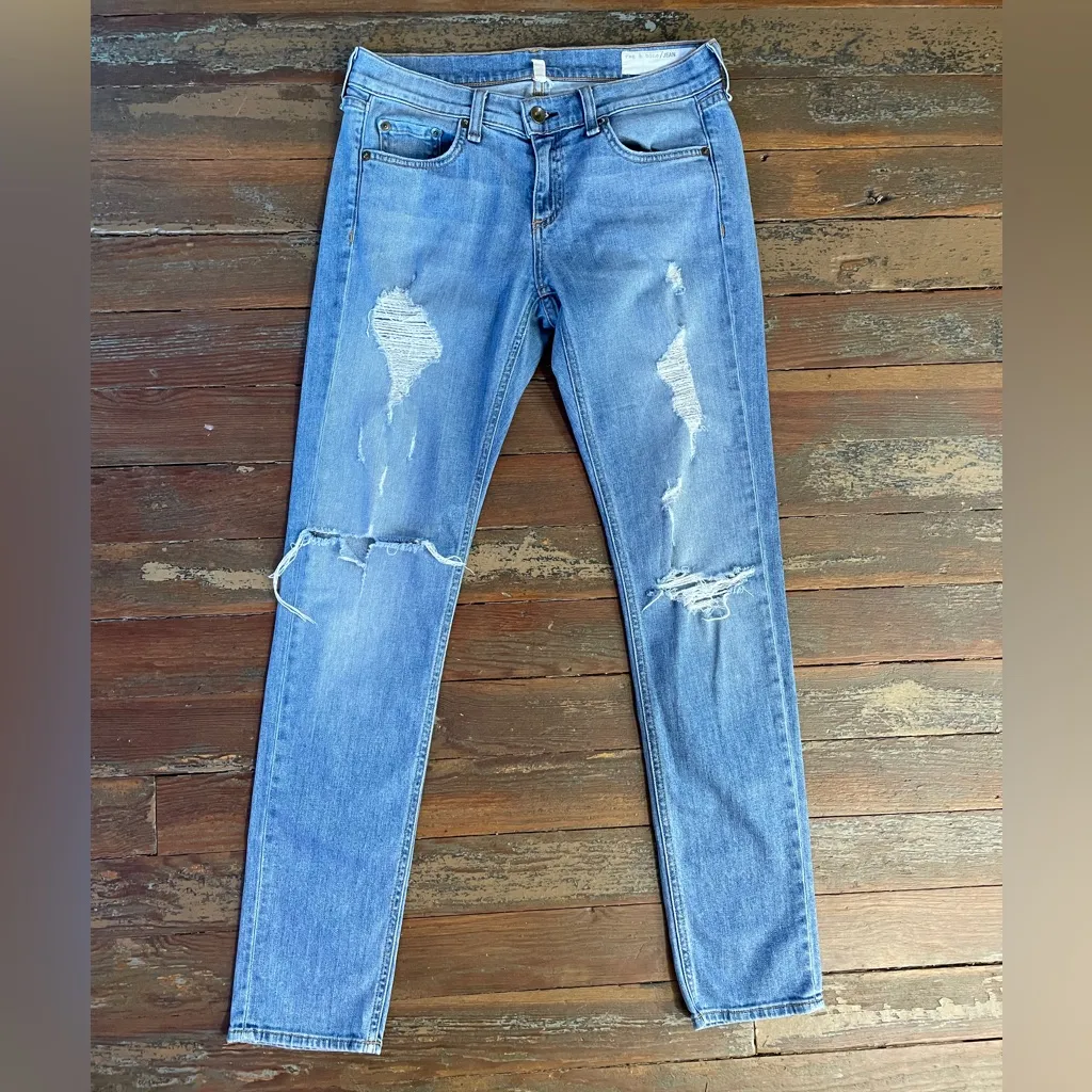 Rag & Bone Dre Low Rise Boyfriend Denim in Rosslyn Distressed Jeans - Sz 26 💚🎀 - Image 7