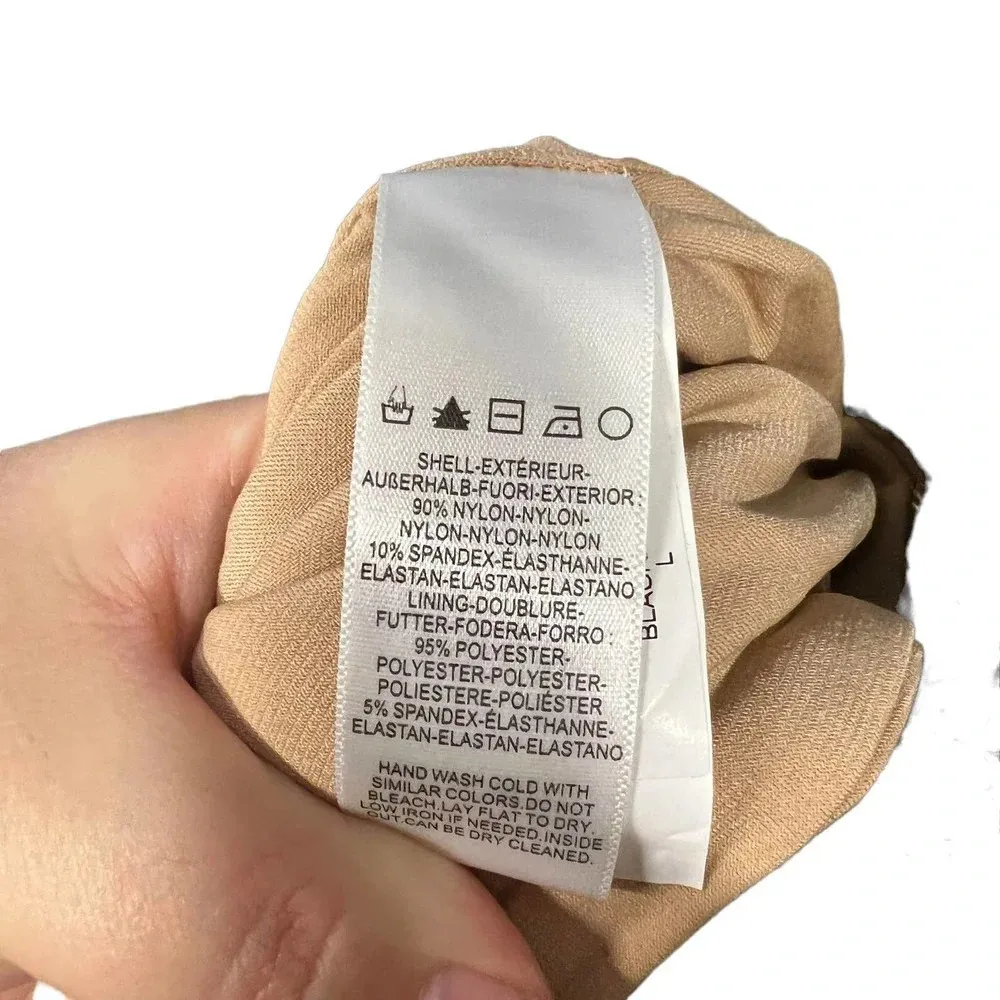 Dress The Population Cap Sleeve Faux Wrap Lace Dress Black Nude‎ Size L - Image 10