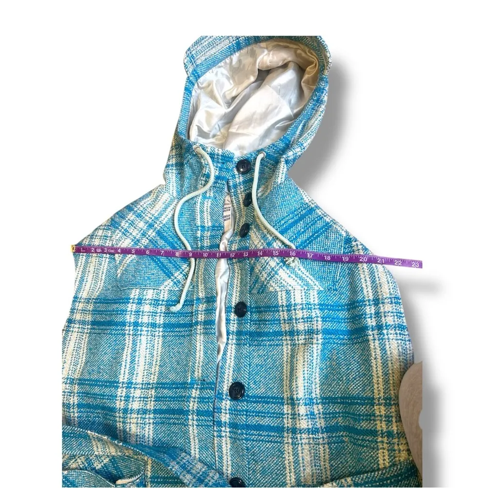 BAUM UND PFERDGARTEN Plaid Vest Jacket Button Up Front Pockets Med Blue White - Image 5