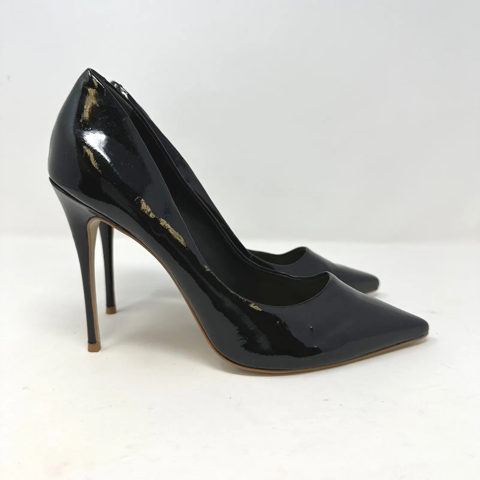 Massimo Mateo Patent Leather Stiletto Pumps Black 8 - Image 5