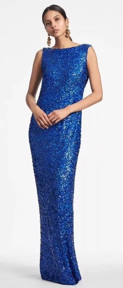 NWT Sachin + Babi Mariah Gown Cobalt Blue Cowl Back Sequin Holiday NYE Size 2 - Image 1