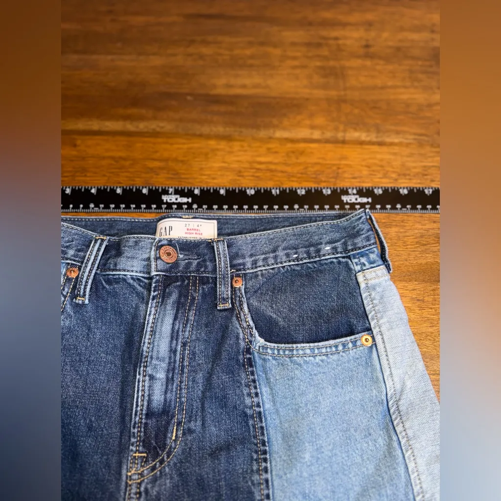GAP High Rise Barrel Patchwork Jeans - Image 7