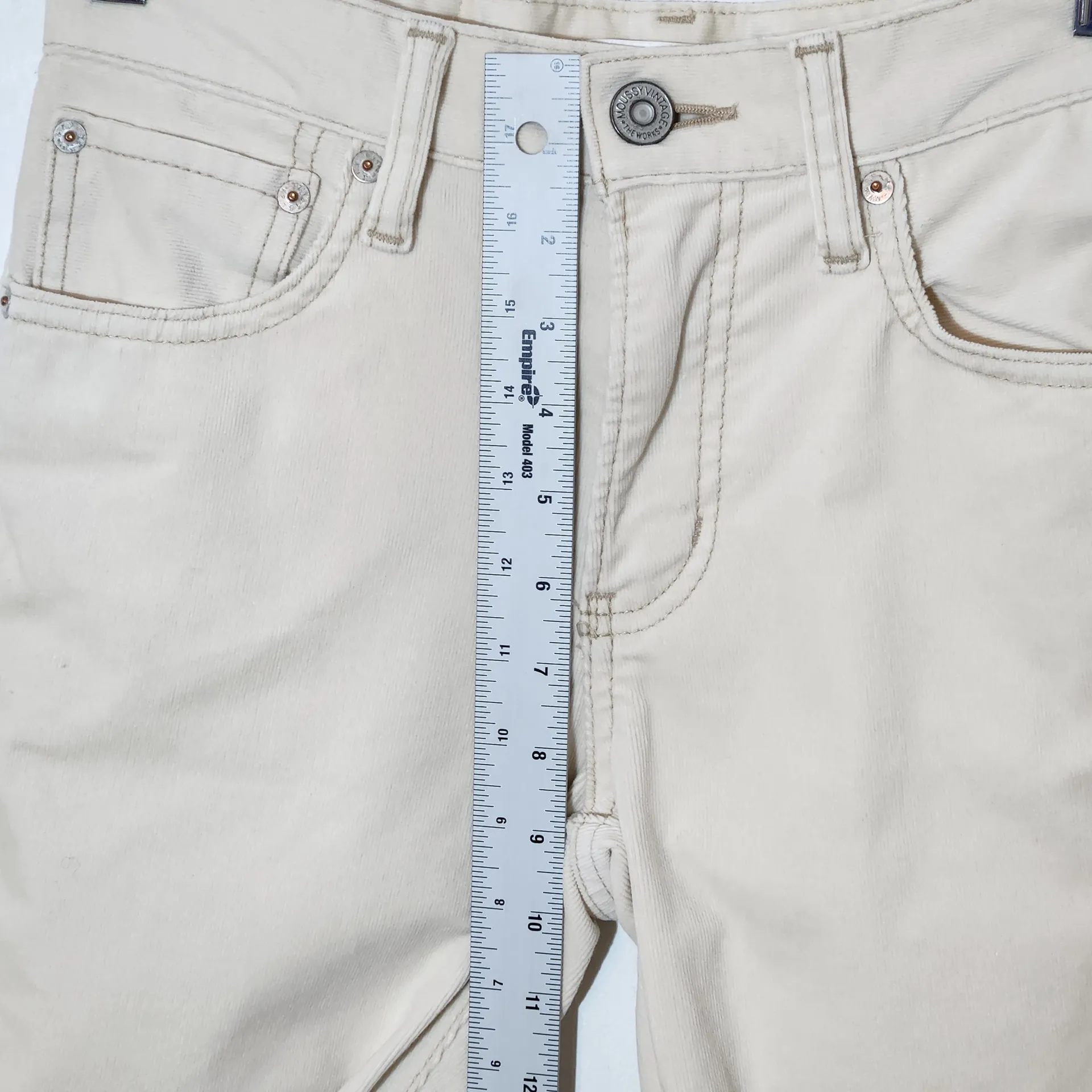 Moussy Vintage Cream Corduroy Skinny Pants Size 25 - Image 8