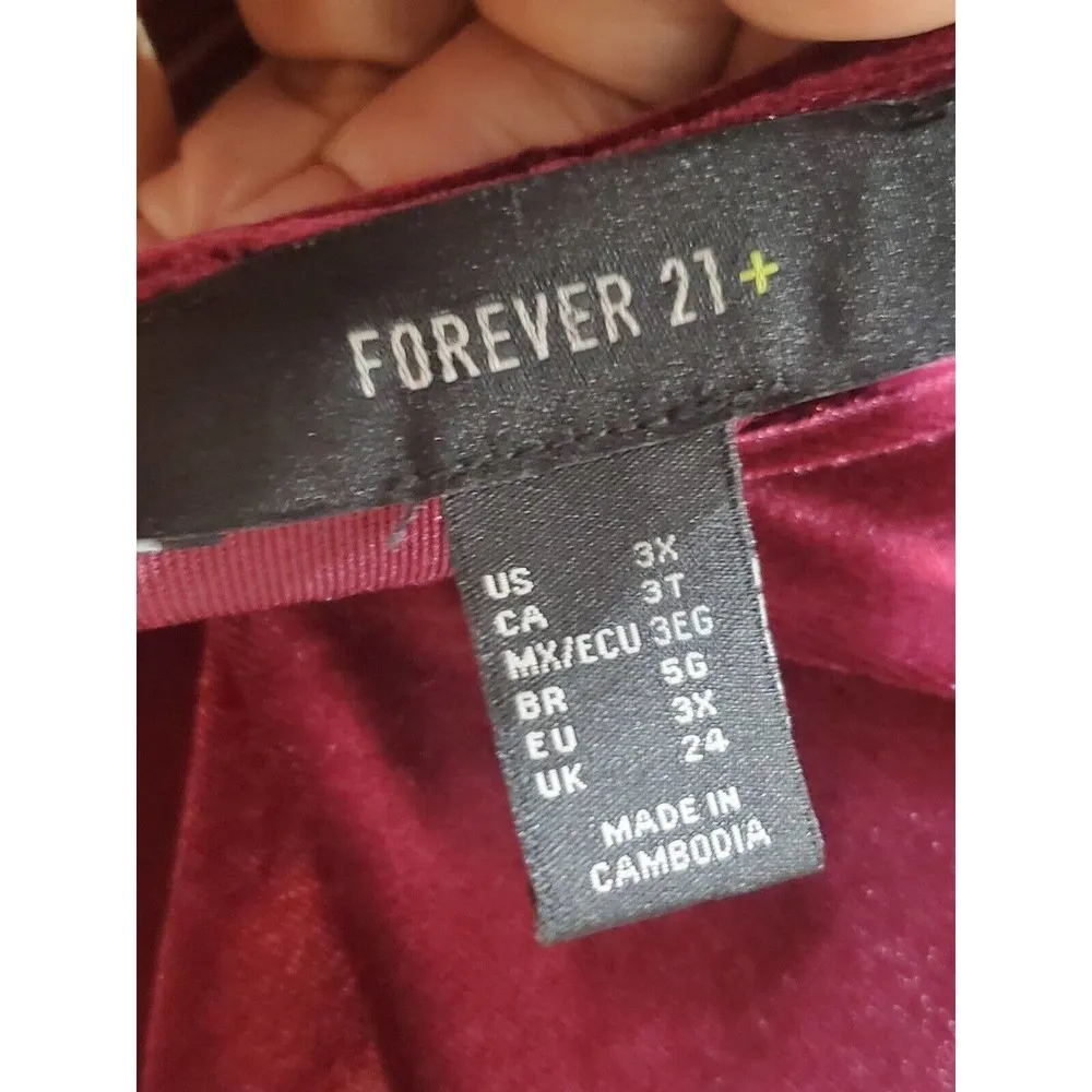 FOREVER 21 Womens Red Polyester Round Neck Long Sleeve Knee Length Dress Size 3X - Image 8