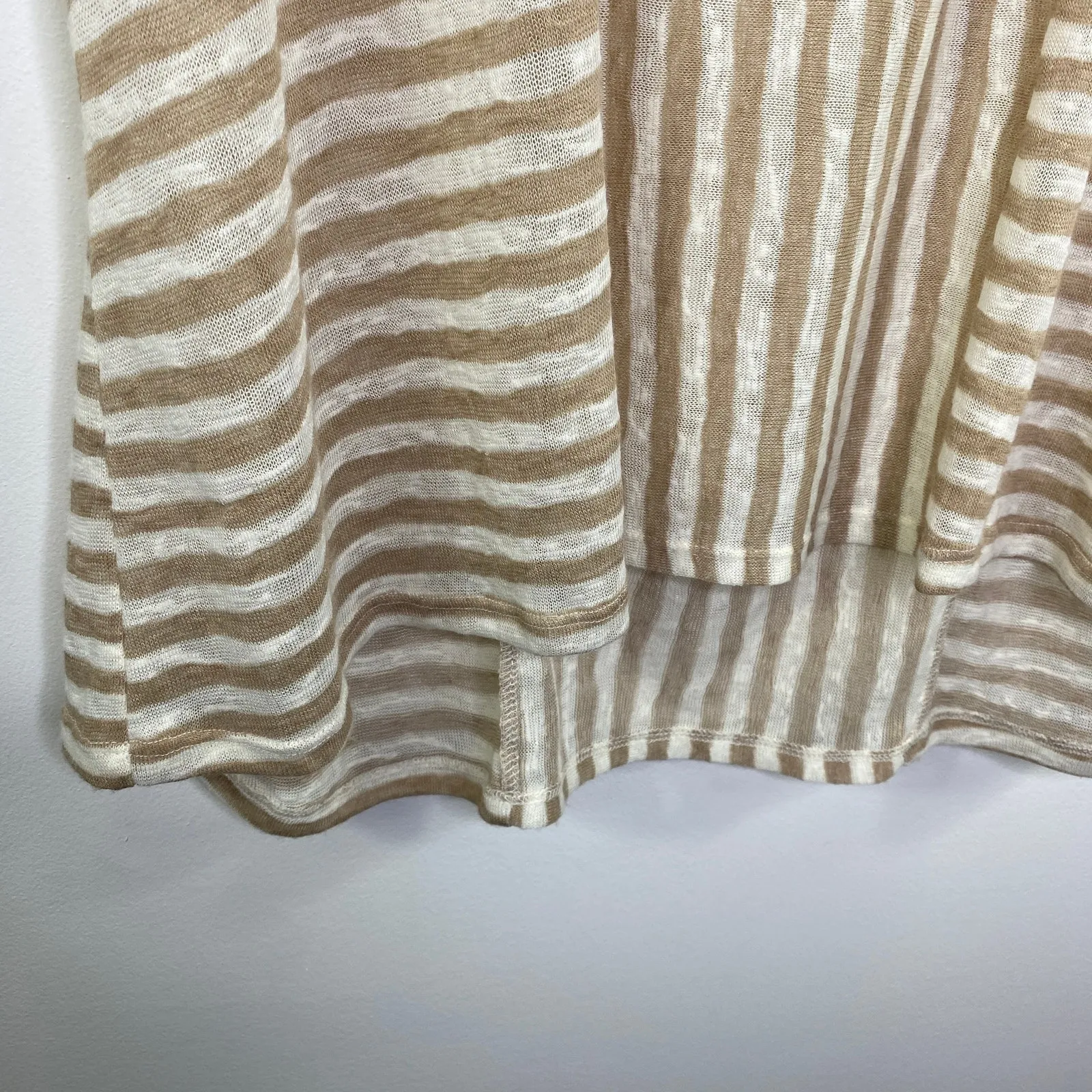 Cato Cream Tan Striped Lace Detail Sleeveless Tank Top Women's Size X-Large XL - Image 2
