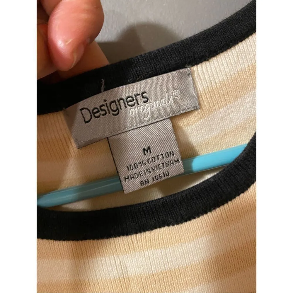 Designer Originals Tan White Striped Knit Tank Top Size Medium - Image 3