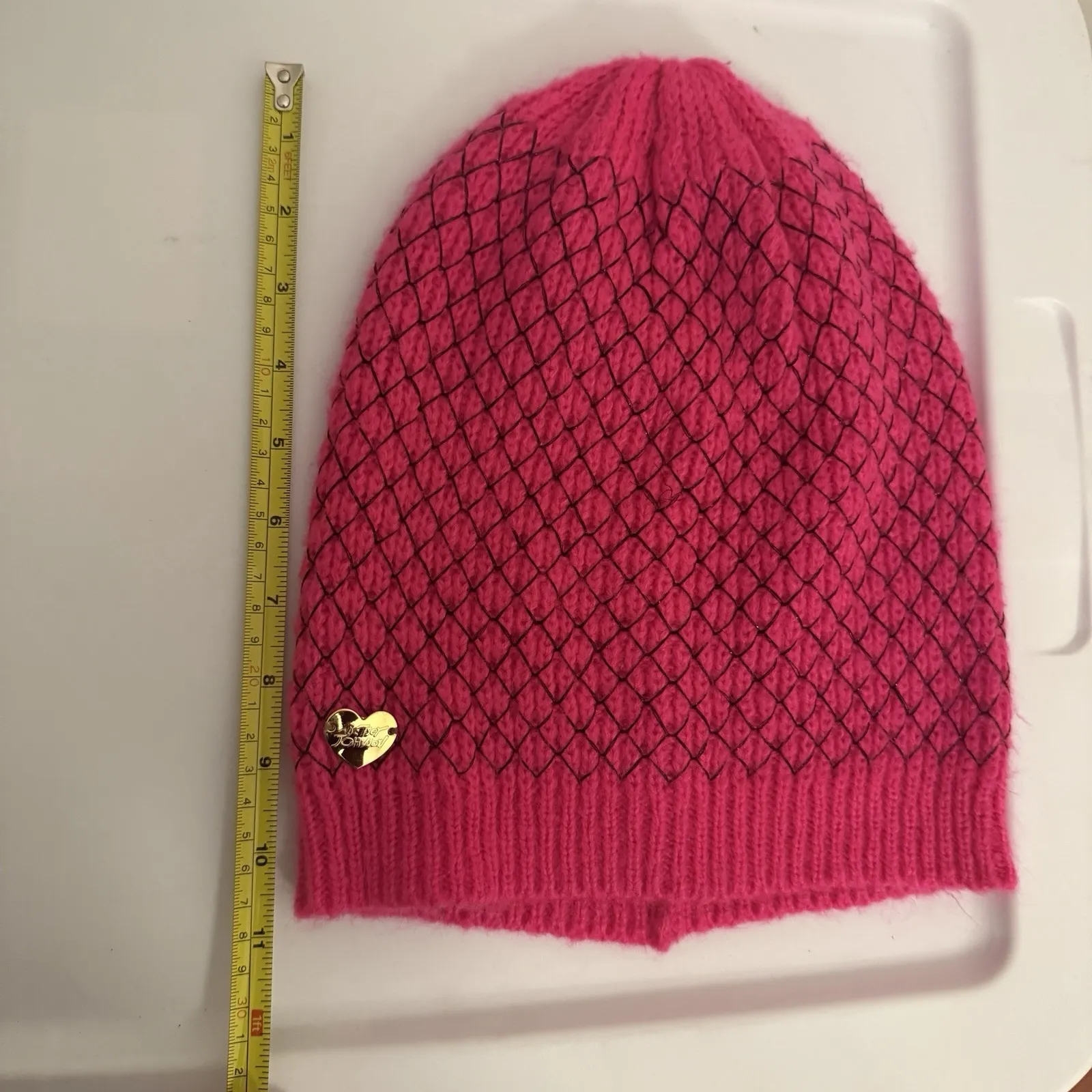 Betsey Johnson Hot Pink Knit Beanie Women's One Size Winter Hat - Image 5