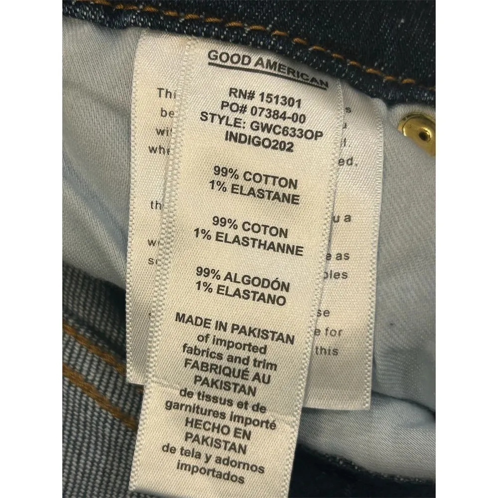 Good American Skinny Jeans Women's Size 0 Dark Blue Distressed Button Fly Denim - Image 7