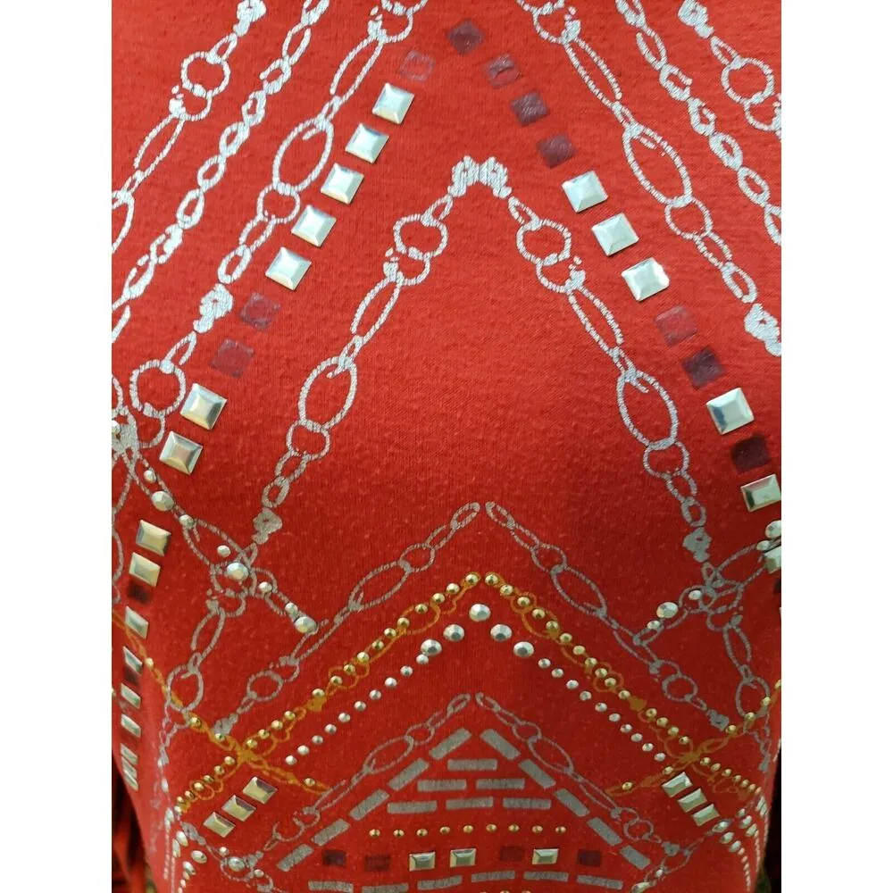 Apple Bottoms Women's Red Polyester Round Neck Long Sleeve Top Blouse Size 2X - Image 4