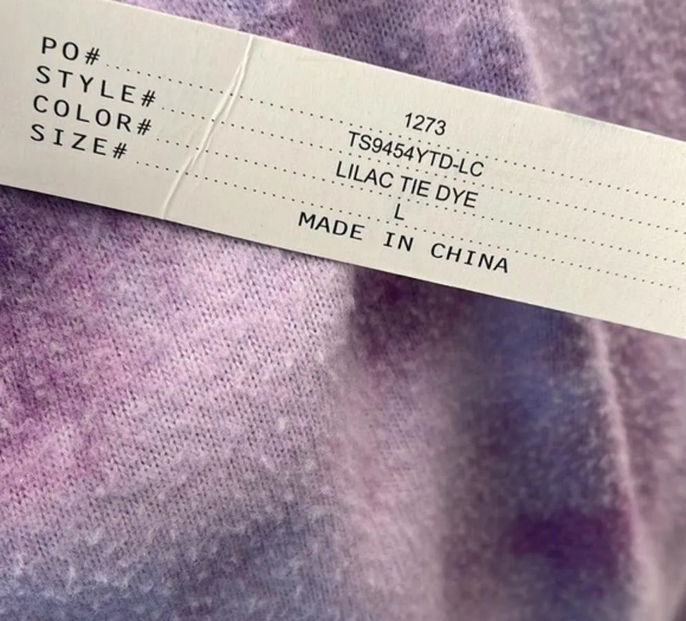 Theo & Spence | Tie Dye Swing Pullover woman’s lilac purple white rib top Sz L Size L - Image 3
