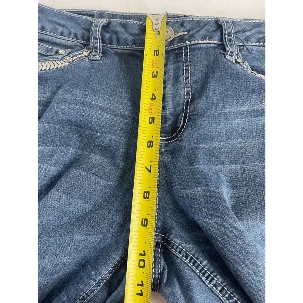 Women's Earl Jeans Barely Boot Bling Y2K Bootcut Jeans Size 10 Blue GUC! 0122 Blue - Image 10