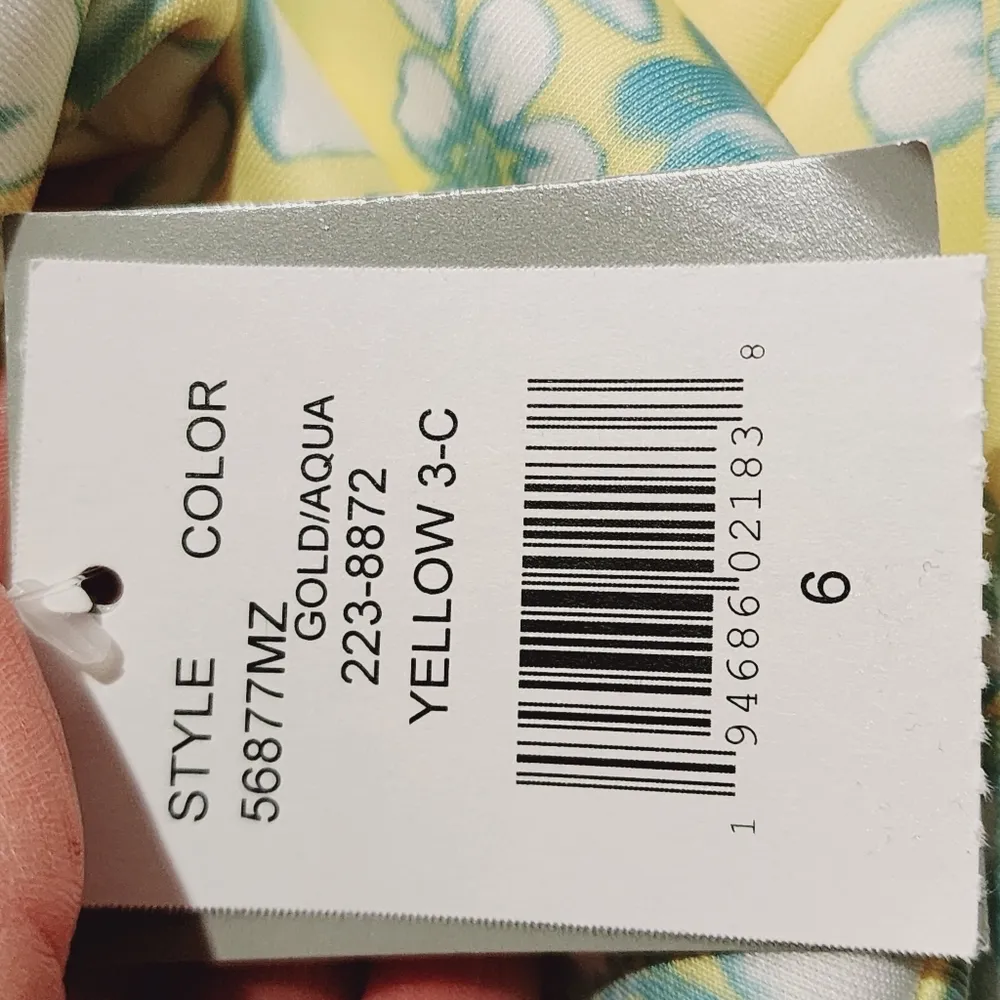 Danny & Nicole Yellow Aqua Floral Scuba Fit & Flare Midi Dress Size 6 - Image 10