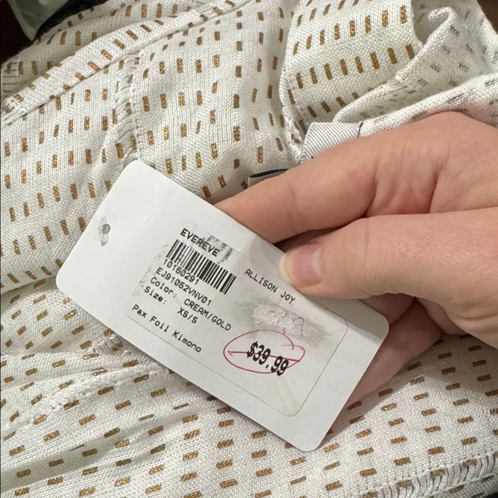 Evereve Allison Joy Cream/Copper Print Kimono Style Open Front Top size XS/S - Image 10