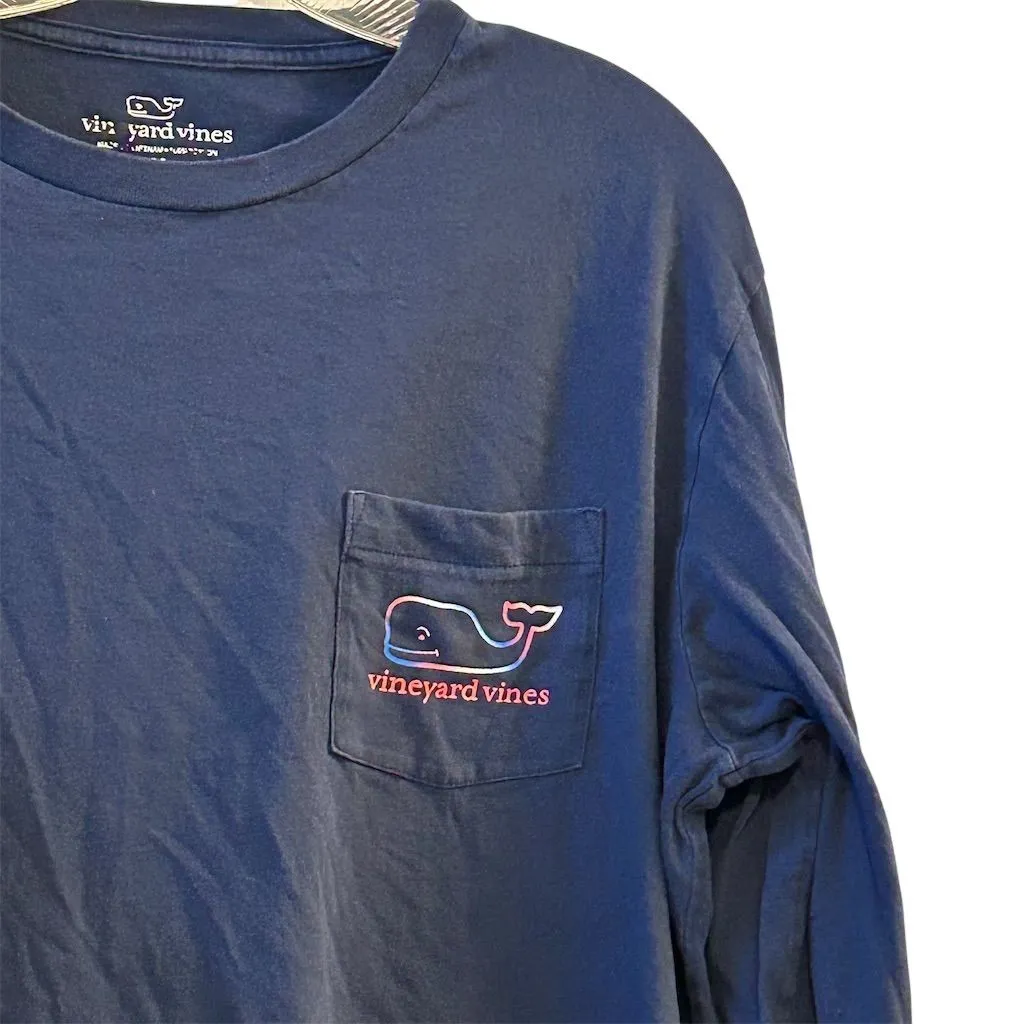 Vineyard Vines Women's Long Sleeve Blue T-Shirt Size M Casual Crew Neck - Image 4