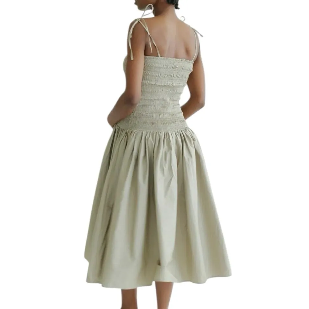 Oh Seven Days Maternity Louise Dress Sage Green Smocked Fit & Flare Size 1X - Image 3