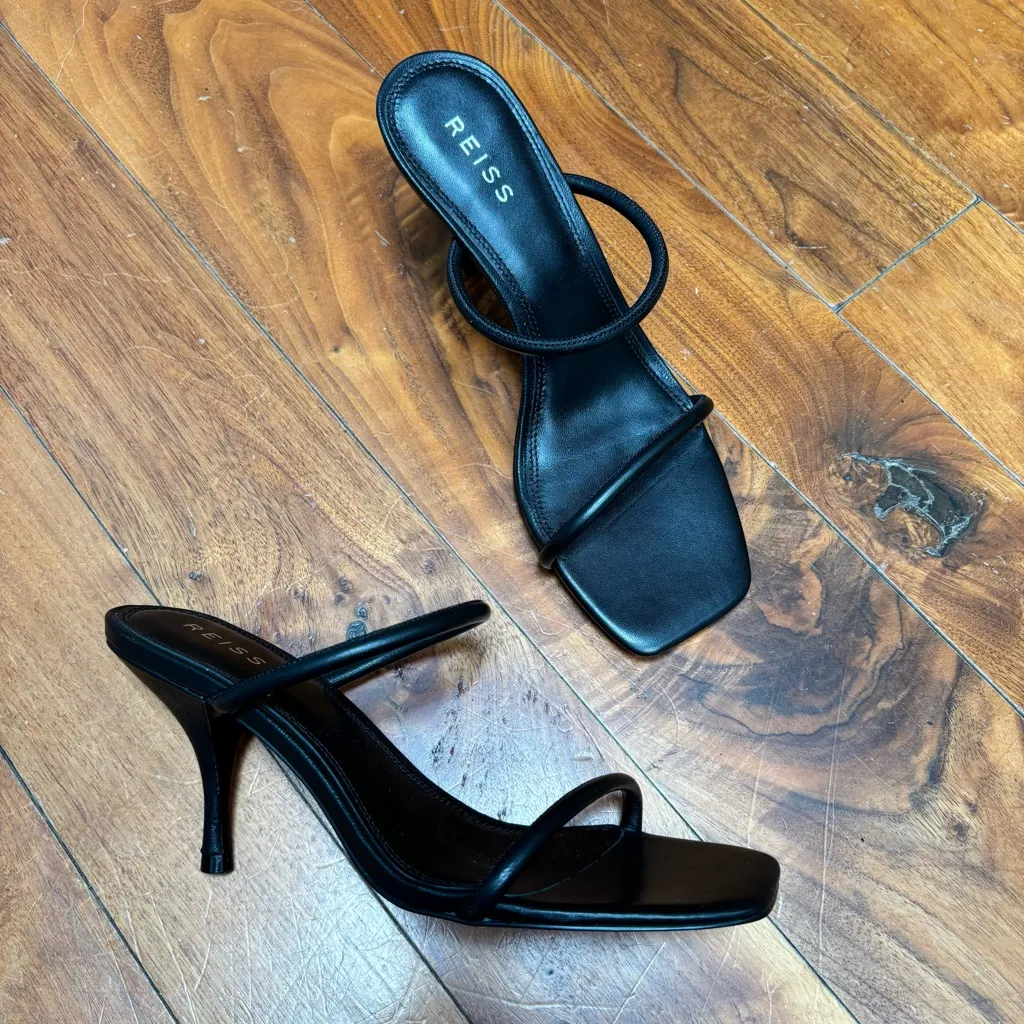 NEW REISS Magda Leather Strappy Heeled Sandals Black 7.5 - Image 8