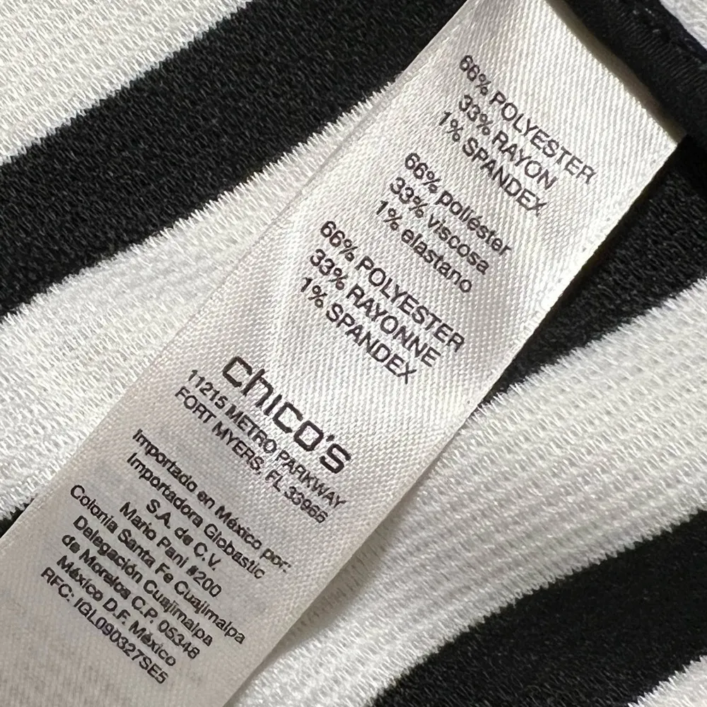 Chico's size 1 (8-10) sleeveless women's dress black white striped zips us front - Image 9