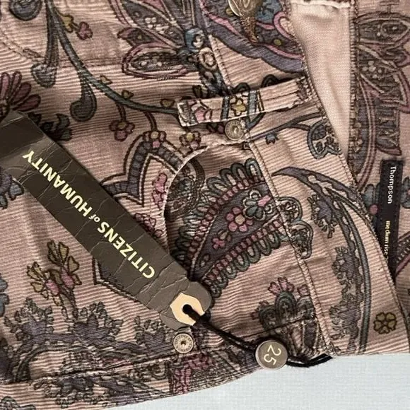 Citizens of Humanity Thompson Skinny Jeans Paisley Birch Corduroy Mid‎ Rise NWT - Image 5