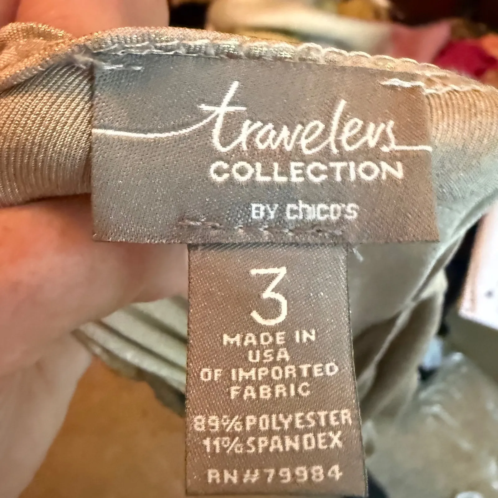 Travelers Collection by Chico's Animal Print Faux Wrap Top‎ Champagne Gold SZ 16 - Image 6