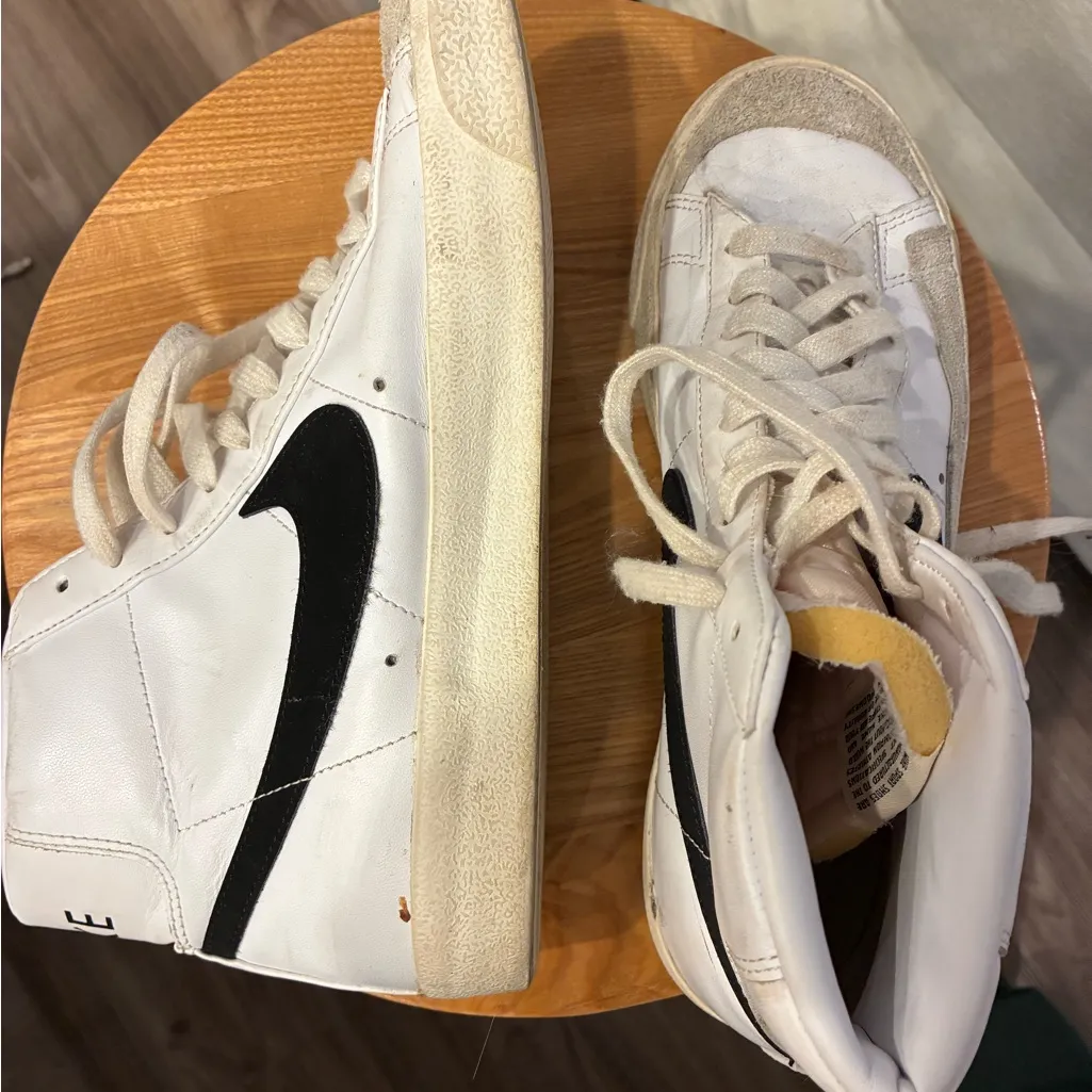 Nike White and Black High-Top Sneakers - Image 2