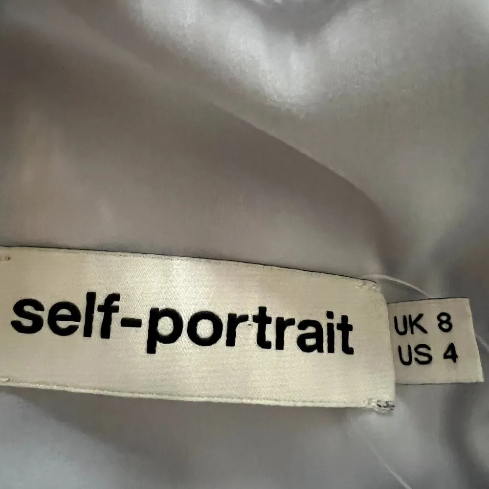 Self Portrait Lace Panel Pleated Blue Mini Dress size 4 CL - Image 7