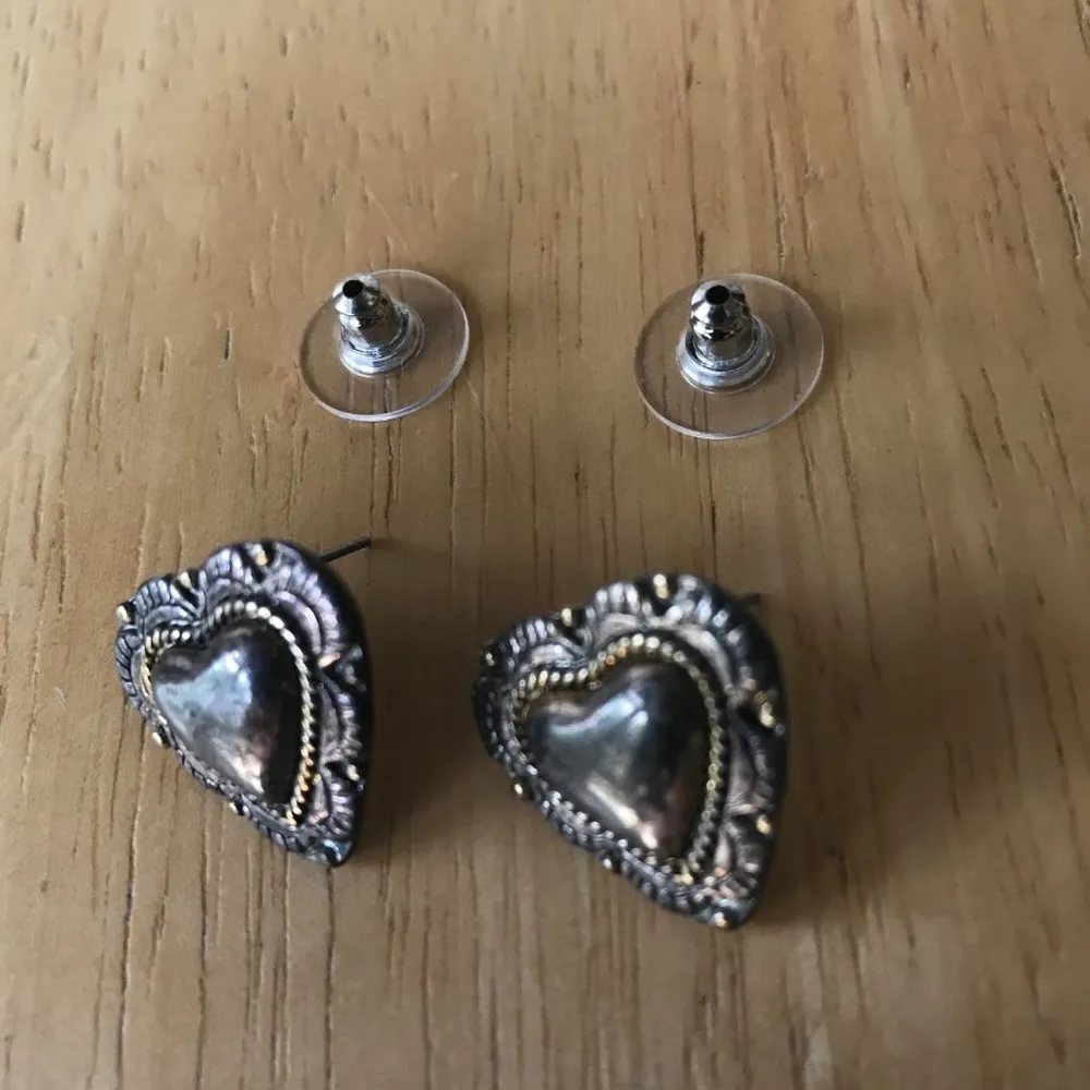 Heart Earrings Vintage Pierced Posts Trendy Girl - Image 4