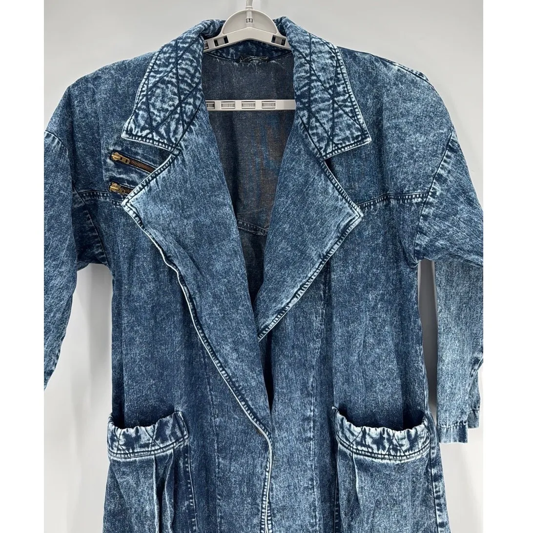 Vintage Acid Washed Jean Duster from PG Collections western NFR 80s size L Size L - Image 3
