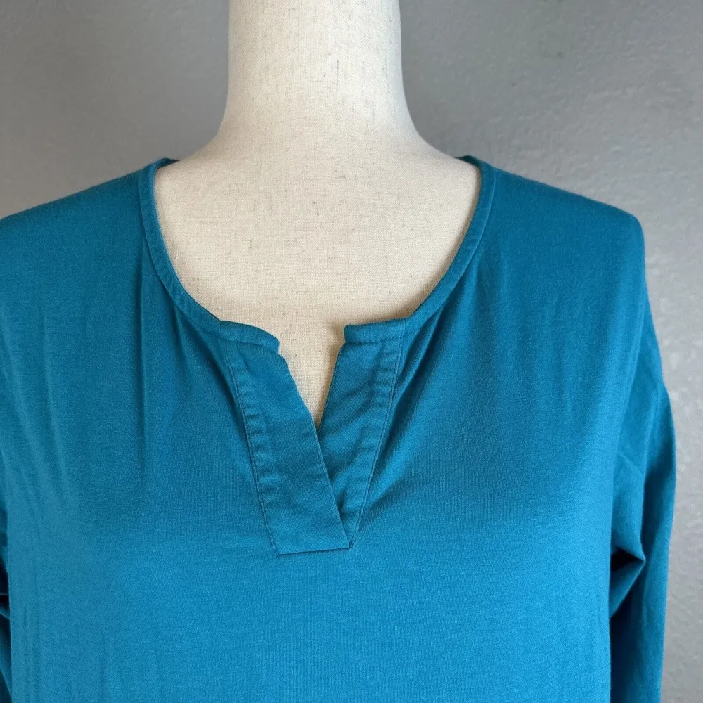 Coolibar Womens Oceanside Tunic Dress M Medium Turquoise 3/4 Sleeve UPF 50+ - Image 2