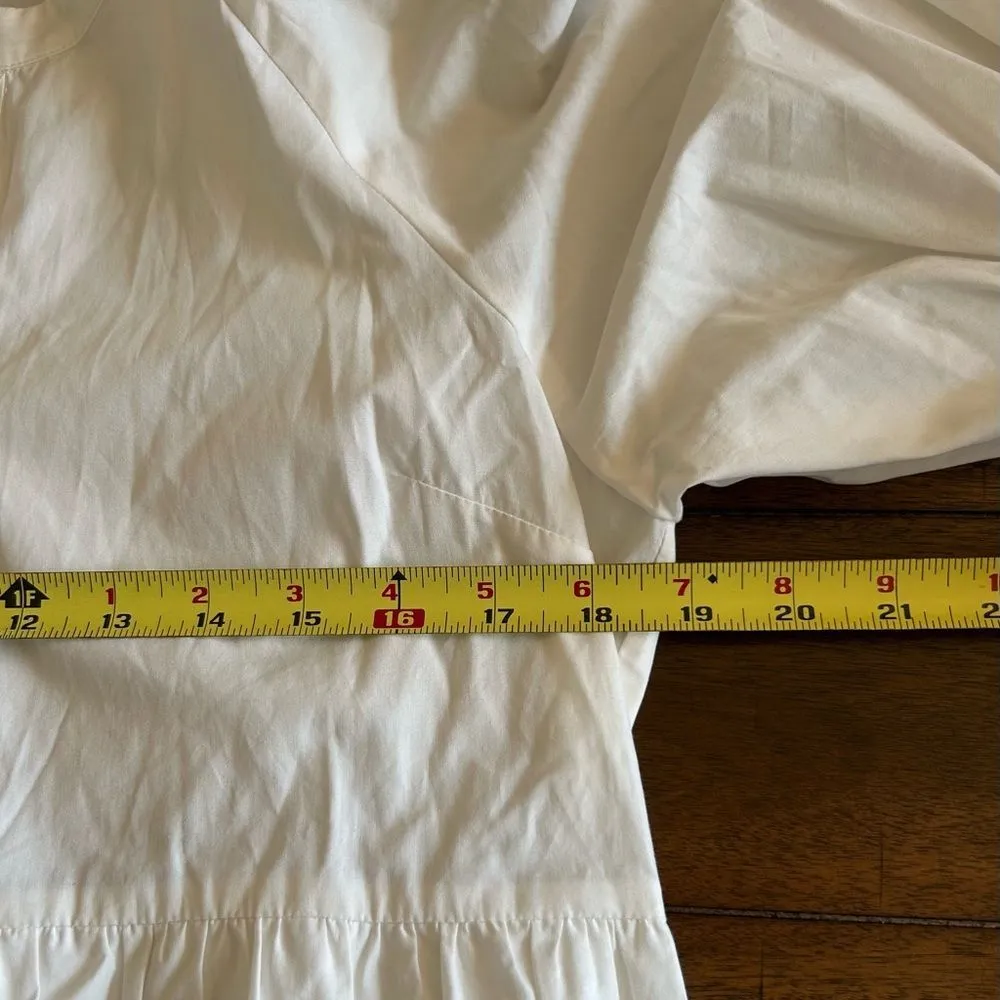 English Factory Anthropologie White Puff Sleeve Tiered Midi Dress Small AK105D - Image 11