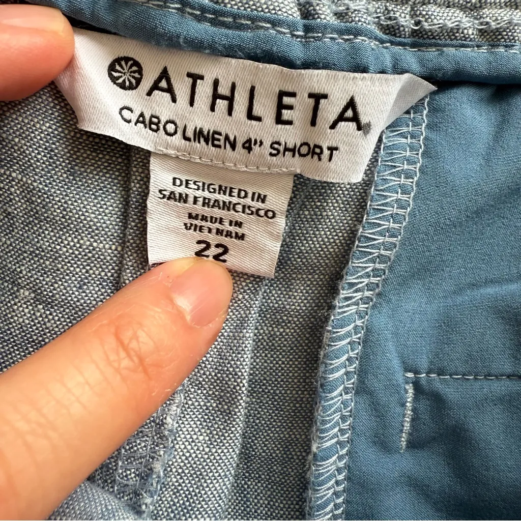 Athleta CABO LINEN 4" SHORT in Chambray Blue Plus Size 22 NWT - Image 5