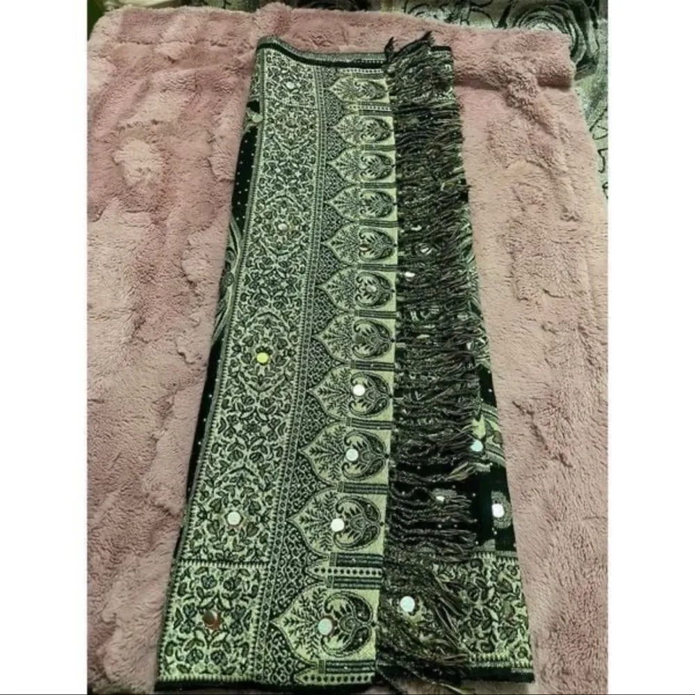 Beautiful Long Scarf with small mirrows Gold - Image 8