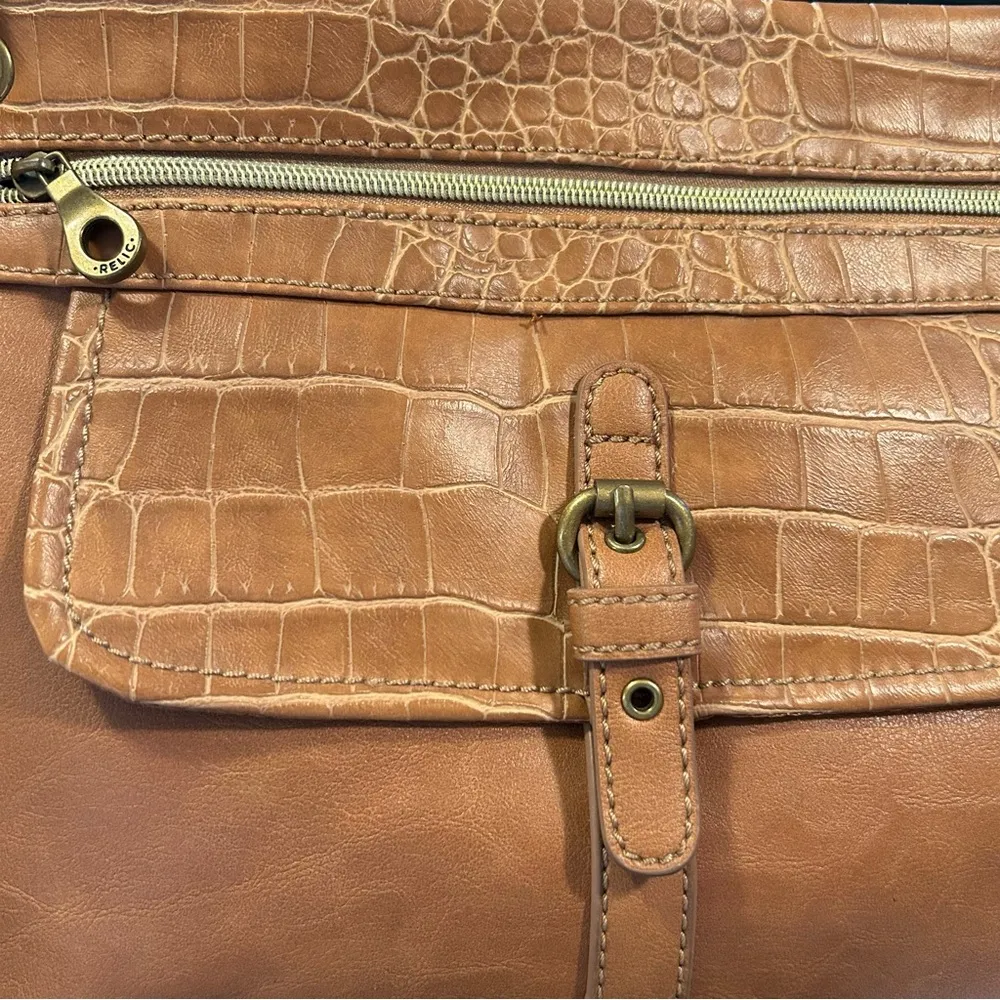 Relic Faux Leather Crocodile Pattern Crossbody Shoulder Bag Purse Light Brown - Image 7