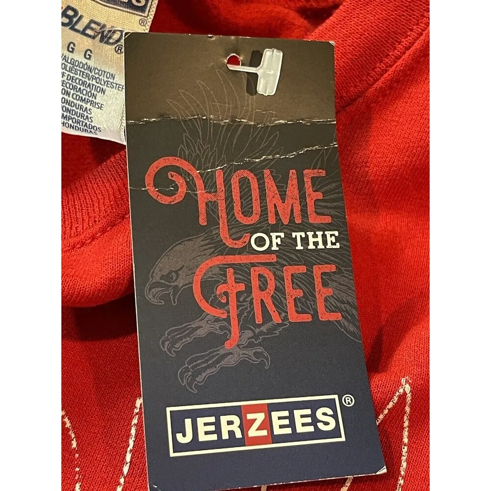 Jerzees Home Of The Free American Patriotic Eagle Red Crewneck Sweatshirt L NWT - Image 9