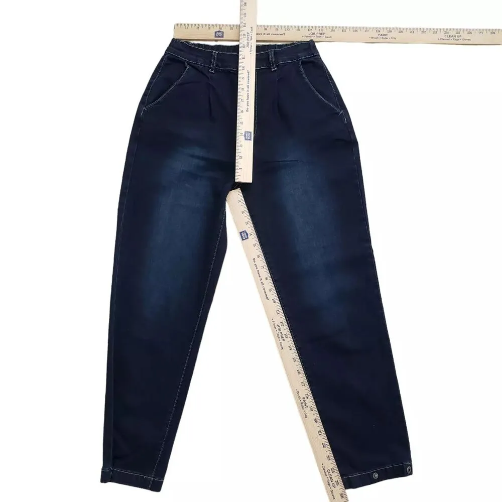 YMI Jeans Womens Medium Dark Wash Denim Elastic Waist Stretch Adjustable Ankle - Image 5