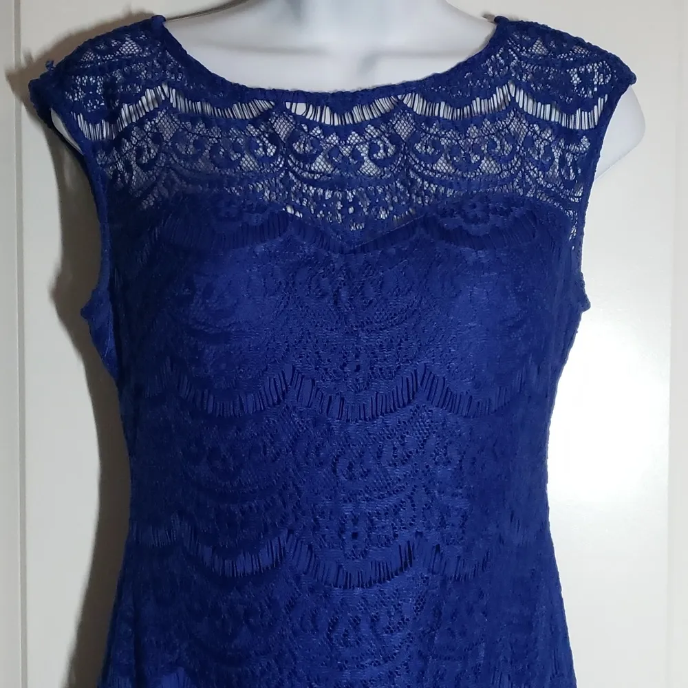 Royal Blue Lace Gown Size 4P - Image 6