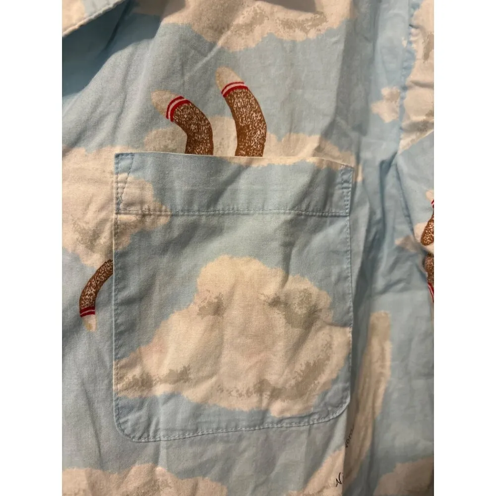 Women's Nick & Nora Sock Monkey Blue Pajama Shirt Size Small Cotton - Image 6