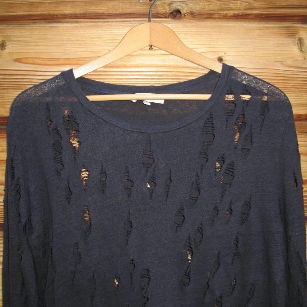 IRO Marvina Blue Linen Distressed Pullover Knit Top - Image 5